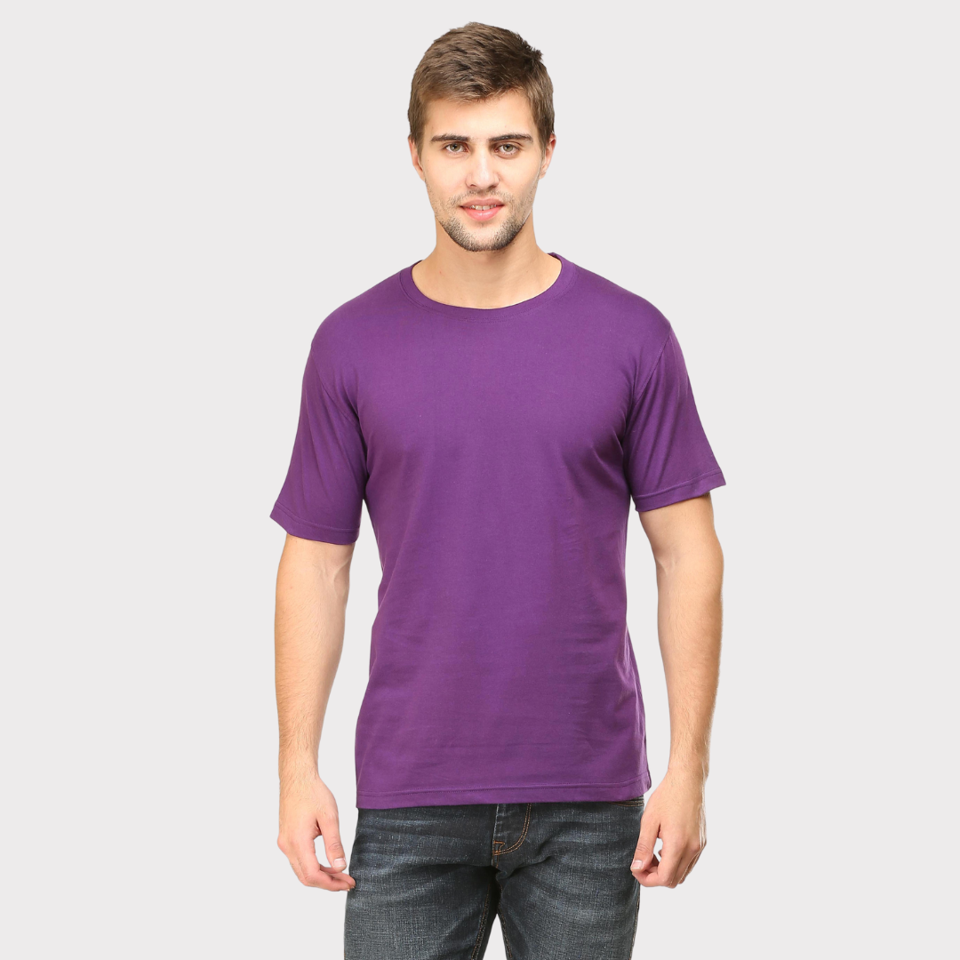 Men Round Neck Half Sleeve Classic Purple