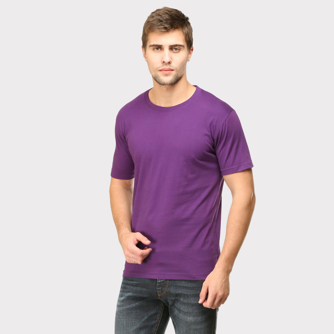 Men Round Neck Half Sleeve Classic Purple