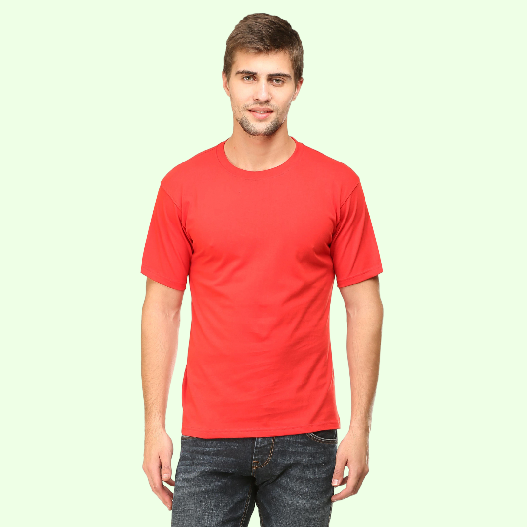 Men Round Neck Half Sleeve Classic Red