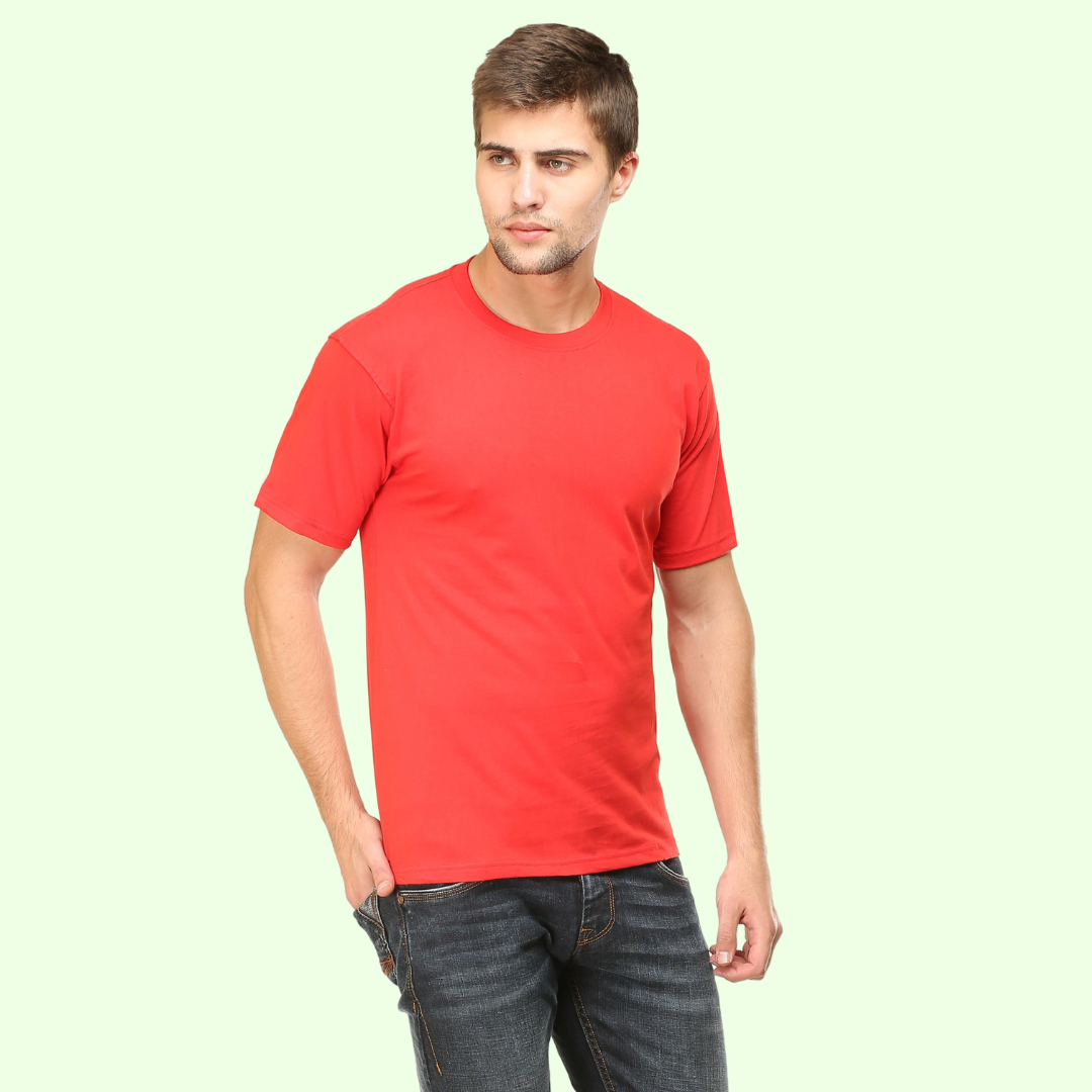 Men Round Neck Half Sleeve Classic Red