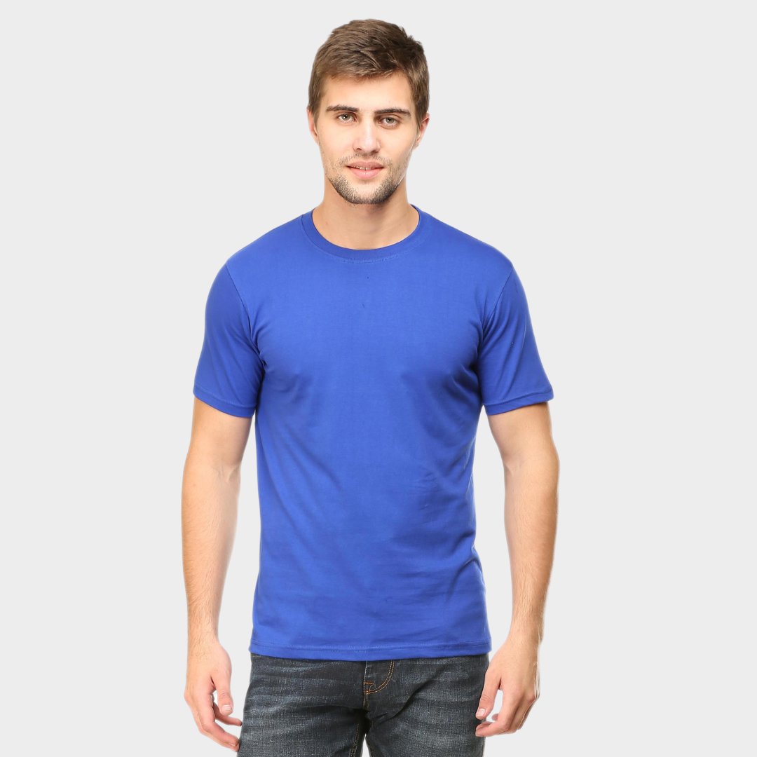 Men Round Neck Half Sleeve Classic Royal Blue