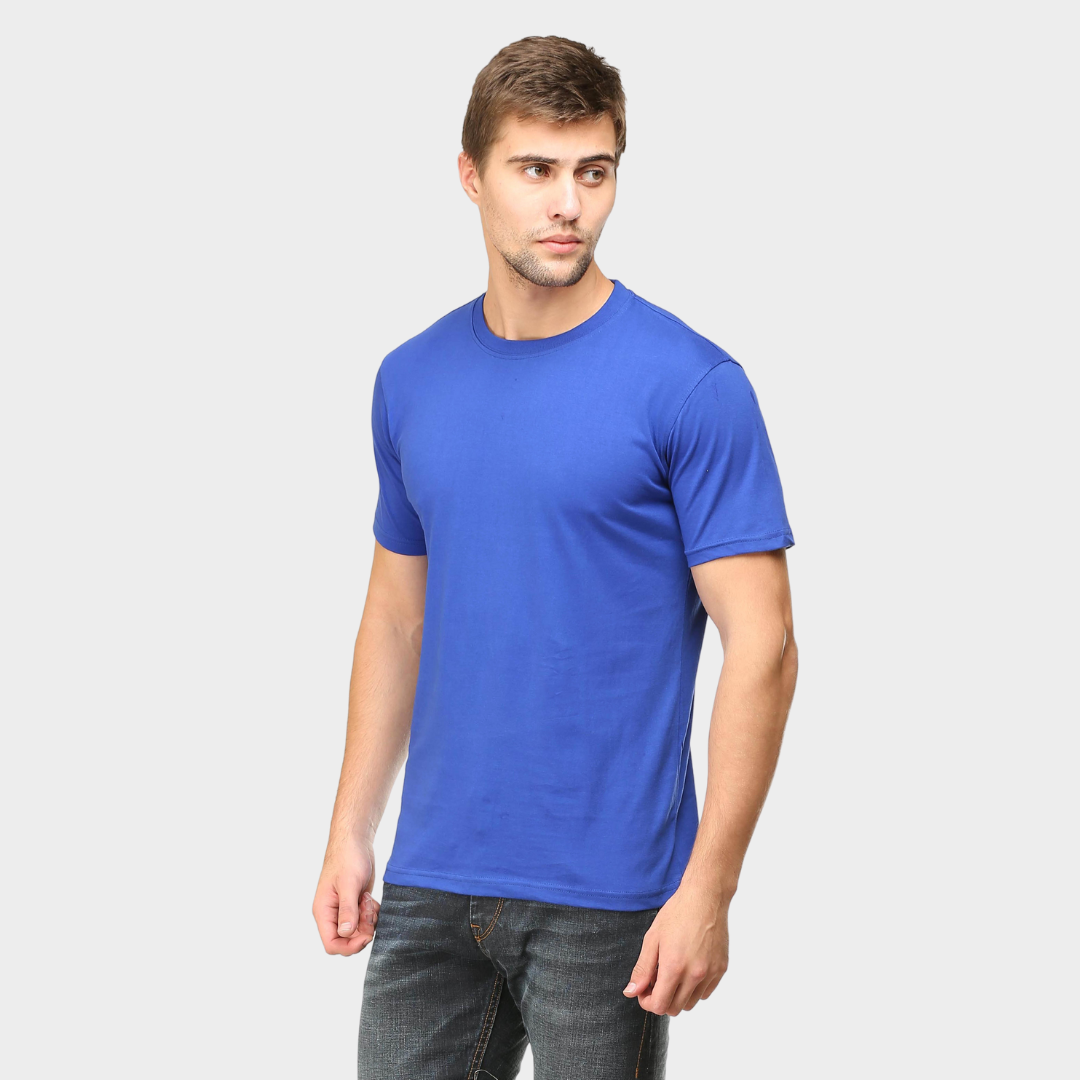 Men Round Neck Half Sleeve Classic Royal Blue