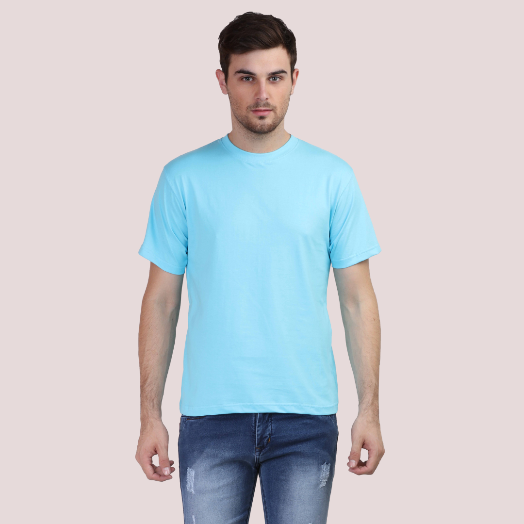 Men Round Neck Half Sleeve Classic SkyBlue