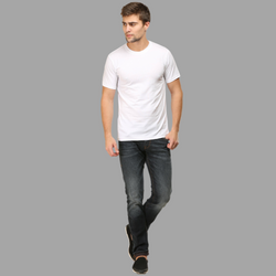 Men Round Neck Half Sleeve Classic White