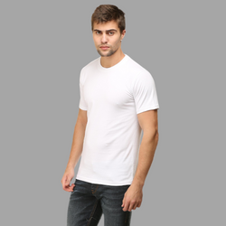 Men Round Neck Half Sleeve Classic White