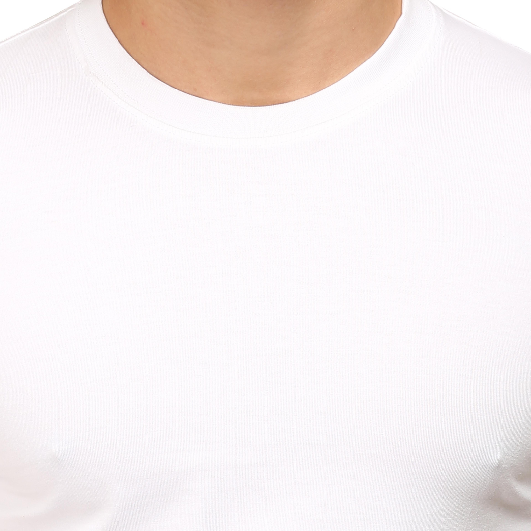 Men Round Neck Half Sleeve Classic White