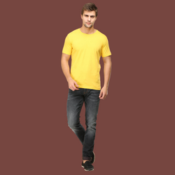 Men Round Neck Half Sleeve Classic Yellow