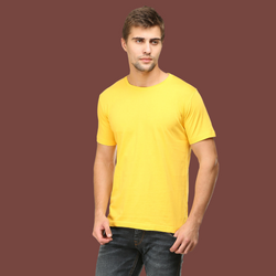 Men Round Neck Half Sleeve Classic Yellow