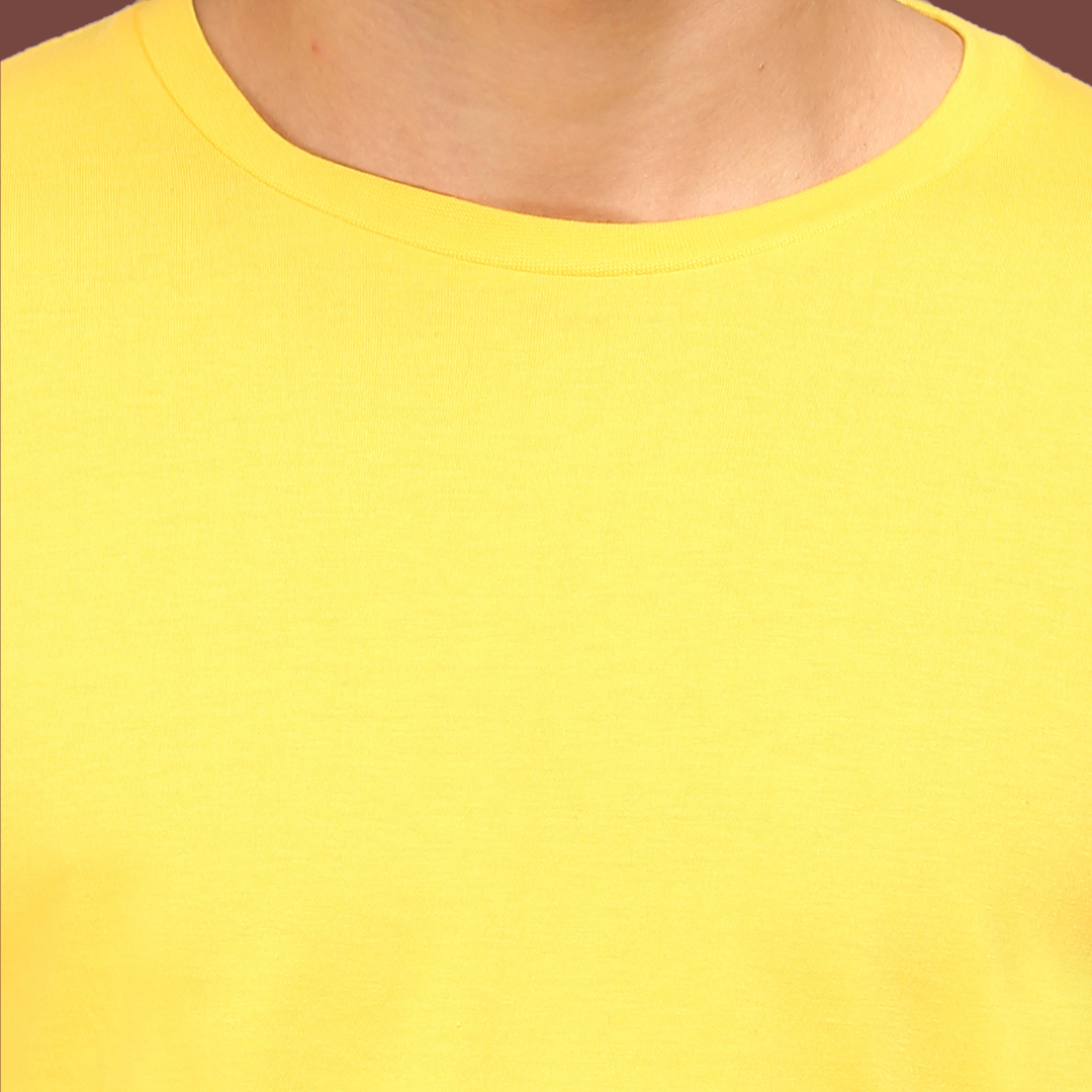 Men Round Neck Half Sleeve Classic Yellow