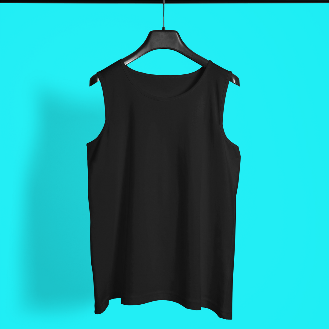 Men Round Neck Sleeveless Tank Top Black