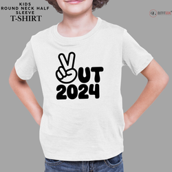 New Year T-Shirt & Sweatshirt with Out 2024' Peace Sign T-Shirt: Minimalist and Stylish