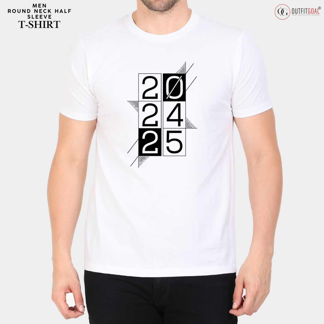 New Year T-Shirt & Sweatshirt with '20, 24, 25' Monochrome Graphic T-Shirt: Modern Minimalist Art