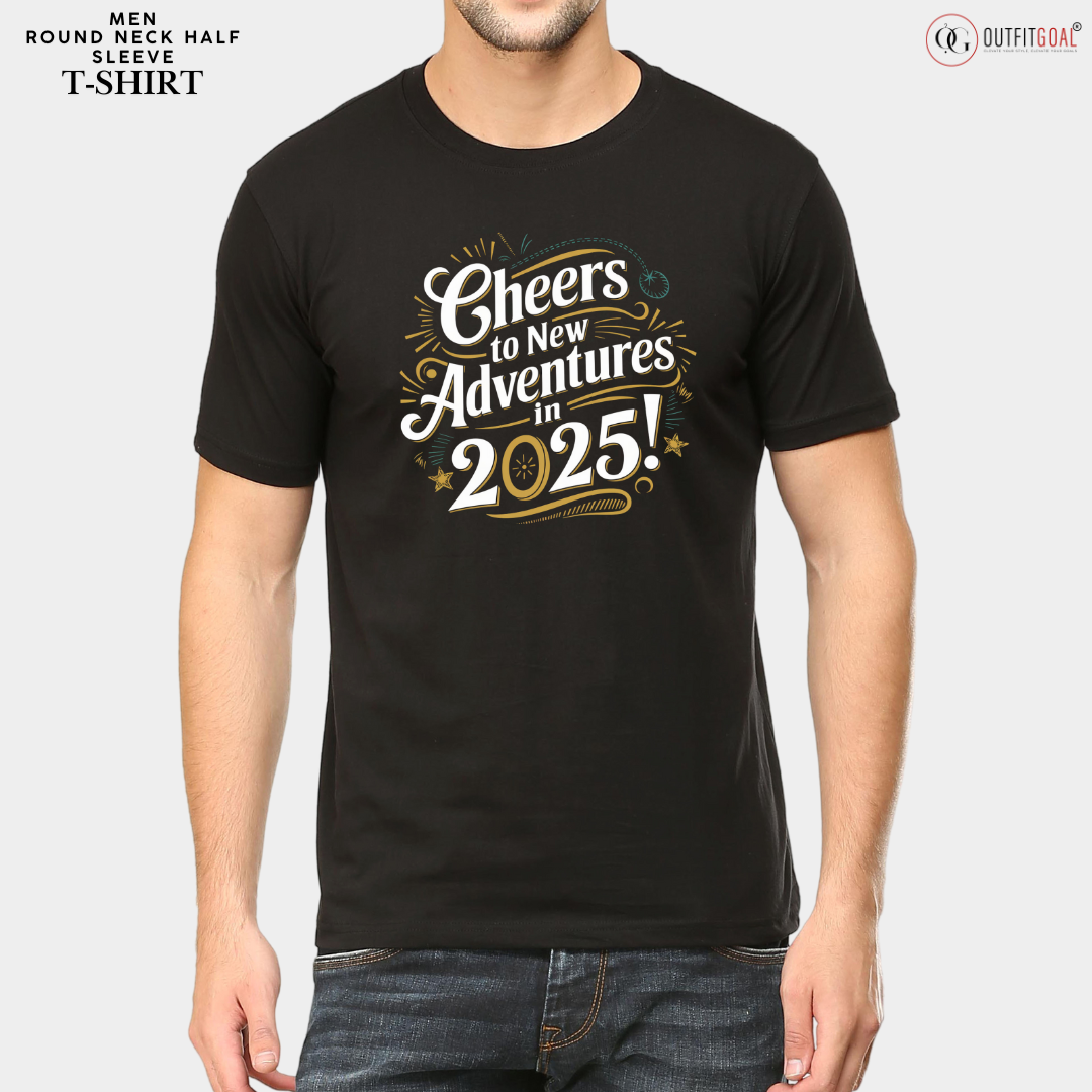 New Year T-Shirt & Sweatshirt for Cheers to New Adventures in 2025' T-Shirt: Inspiring New Year Outfit