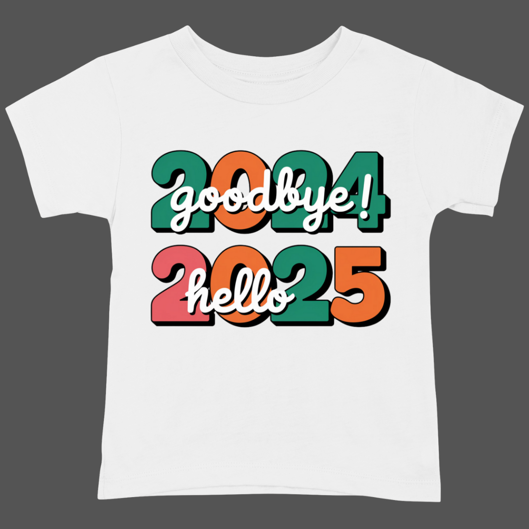 New Year T-Shirt & Sweatshirt with Goodbye 2024, Hello 2025 T-Shirt: Playful Typography Art