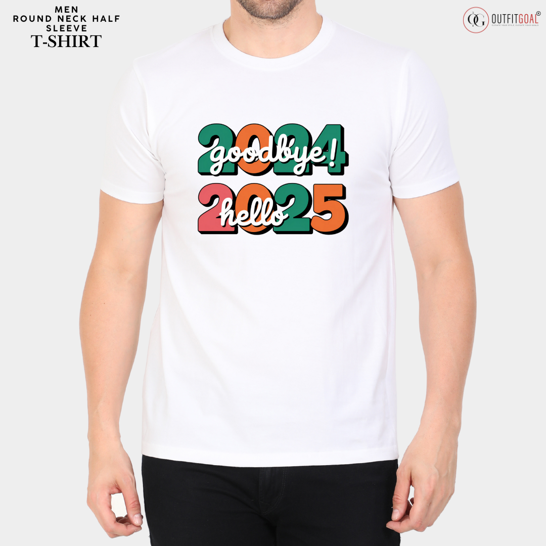 New Year T-Shirt & Sweatshirt with Goodbye 2024, Hello 2025 T-Shirt: Playful Typography Art