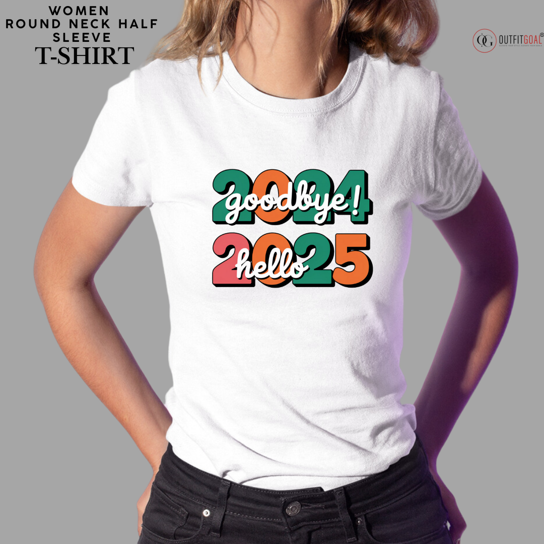 New Year T-Shirt & Sweatshirt with Goodbye 2024, Hello 2025 T-Shirt: Playful Typography Art