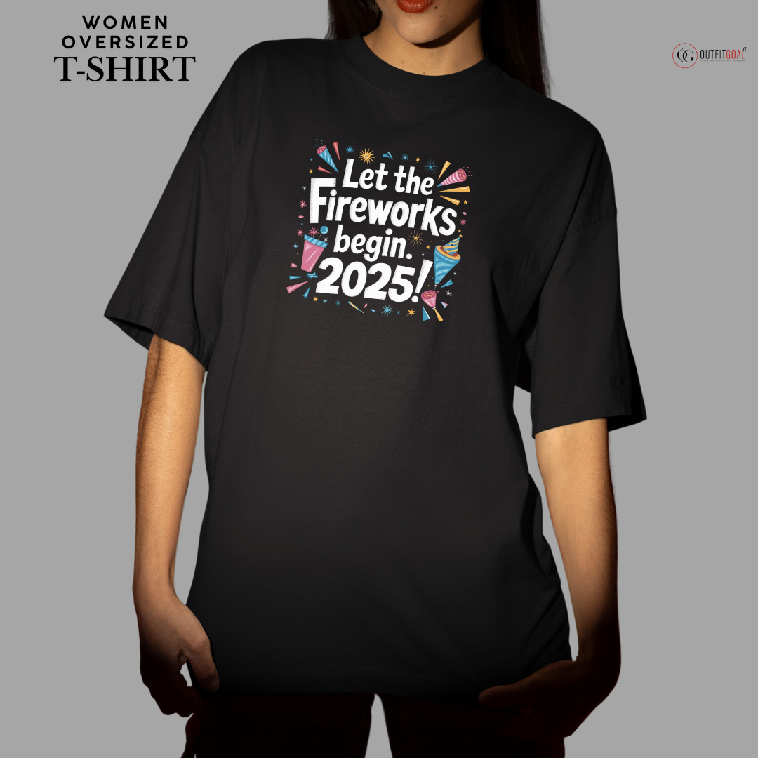 New Year T-Shirt & Sweatshirt with Let the Fireworks Begin: 2025' T-Shirt: Celebrate in Style