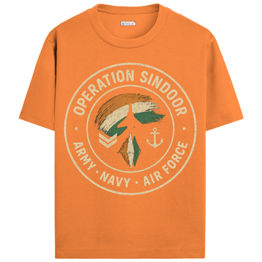 OUTFITGOAL OPERATION SINDOOR “OPERATION SINDOOR COLLECTION BADGE” Graphic Tribute T-Shirt | 100% Super Combed Cotton | 180 GSM Durable Everyday Unisex Tee