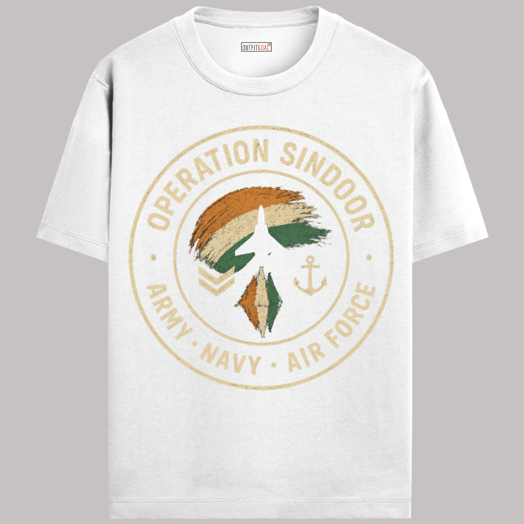 OUTFITGOAL OPERATION SINDOOR “OPERATION SINDOOR COLLECTION BADGE” Graphic Tribute T-Shirt | 100% Super Combed Cotton | 180 GSM Durable Everyday Unisex Tee