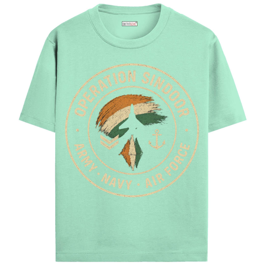 OUTFITGOAL OPERATION SINDOOR “OPERATION SINDOOR COLLECTION BADGE” Graphic Tribute T-Shirt | 100% Super Combed Cotton | 180 GSM Durable Everyday Unisex Tee