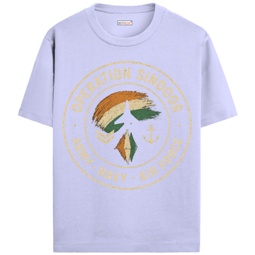 OUTFITGOAL OPERATION SINDOOR “OPERATION SINDOOR COLLECTION BADGE” Graphic Tribute T-Shirt | 100% Super Combed Cotton | 180 GSM Durable Everyday Unisex Tee