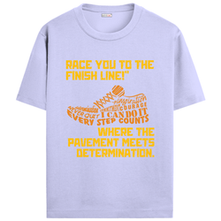 OUTFITGOAL “Race You to the Finish Line Where the Pavement Meets Determination” Drop Tee | Bold Running Statement Shirt | Super Combed Cotton | Bio-Washed Finish | 180 GSM | Unisex Fit Running Lifestyle Apparel | Athletic Fit Tee