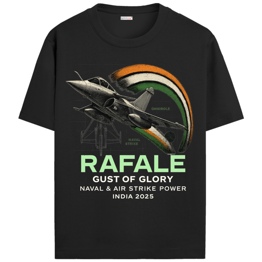 OUTFITGOAL OPERATION SINDOOR “RAFALE – GUST OF GLORY” Graphic Tribute T-Shirt | 100% Super Combed Cotton | 180 GSM | Bio-Washed for Long-Lasting Comfort and Softness