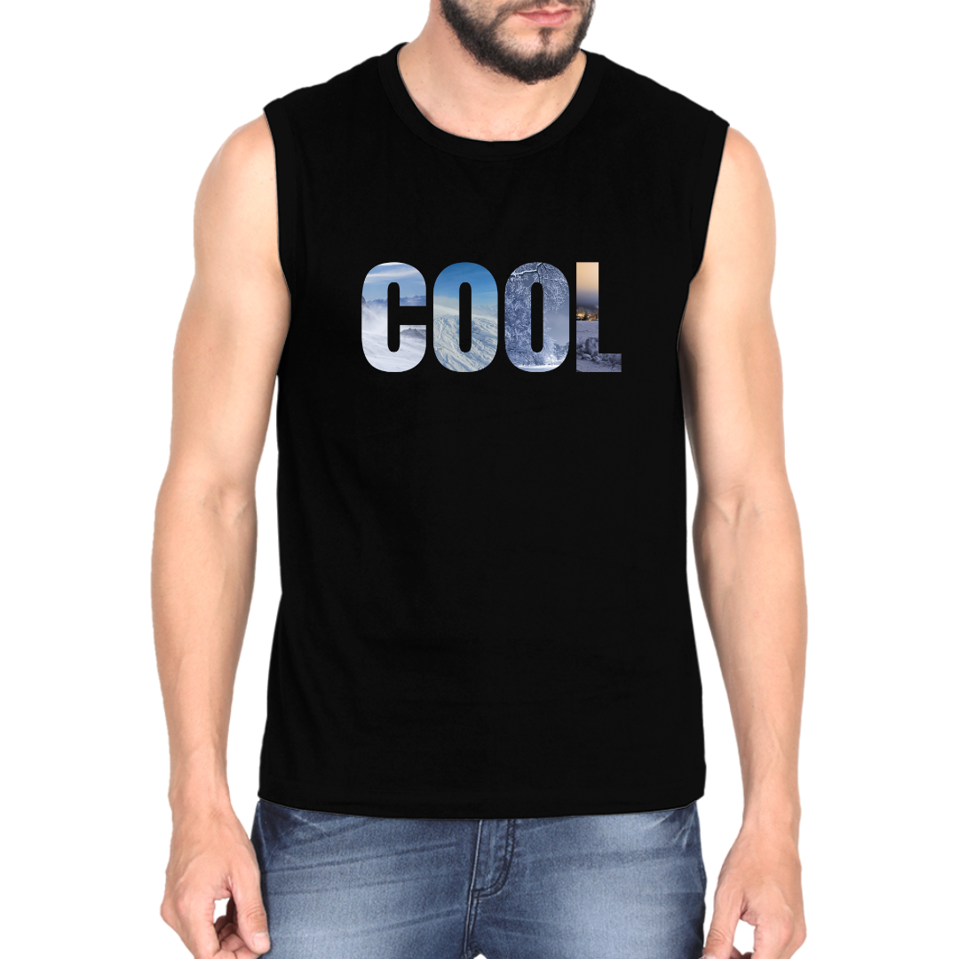 Make a bold statement with the OUTFITGOAL "COOL" Typography Gym Vest  | Sweat-Free 4-Way Stretch Workout Tank Top | Lightweight Regular Fit Activewear