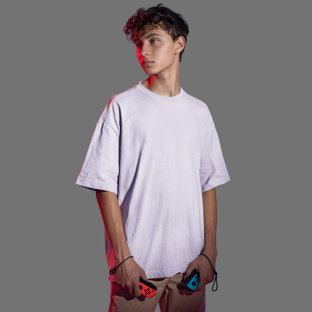 Men Drop Shoulder Terry Oversized T-Shirt White