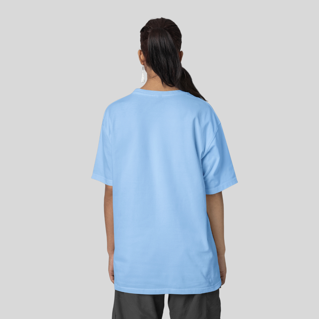 Women Drop Shoulder Terry Oversized T-Shirt Baby Blue