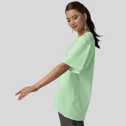 Women Drop Shoulder Terry Oversized T-Shirt Jade