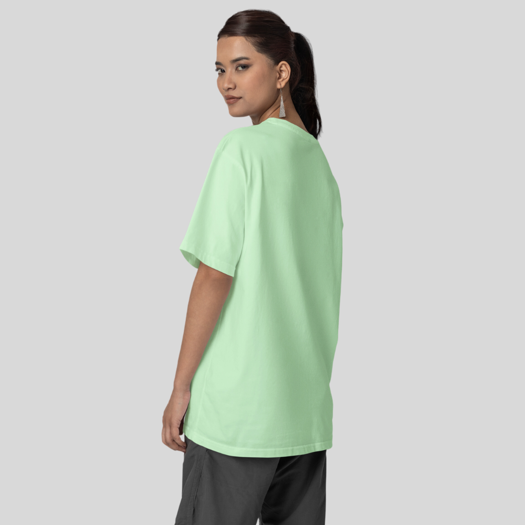 Women Drop Shoulder Terry Oversized T-Shirt Jade