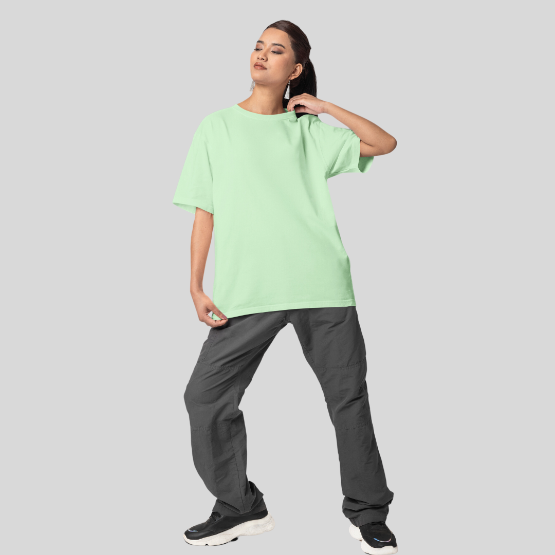 Women Drop Shoulder Terry Oversized T-Shirt Jade